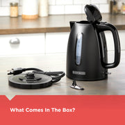 1.7L Rapid Boil Electric Cordless Kettle, Black