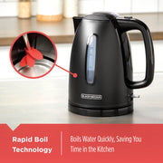 1.7L Rapid Boil Electric Cordless Kettle, Black